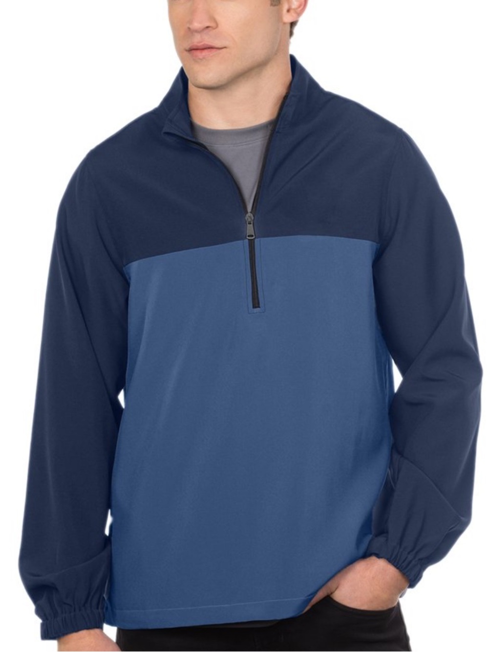 Tri-Mountain Mens Wade Half-Zip Windshirt Pull-over Jacket Navy Blue Size L